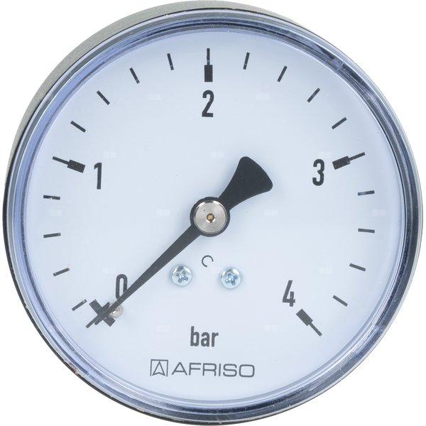Manometr z rurką Bourdona AFRISO RF grzewczy 0/4 bar G1/4B aksjalne fi 63 mm, kl. 2.5%
