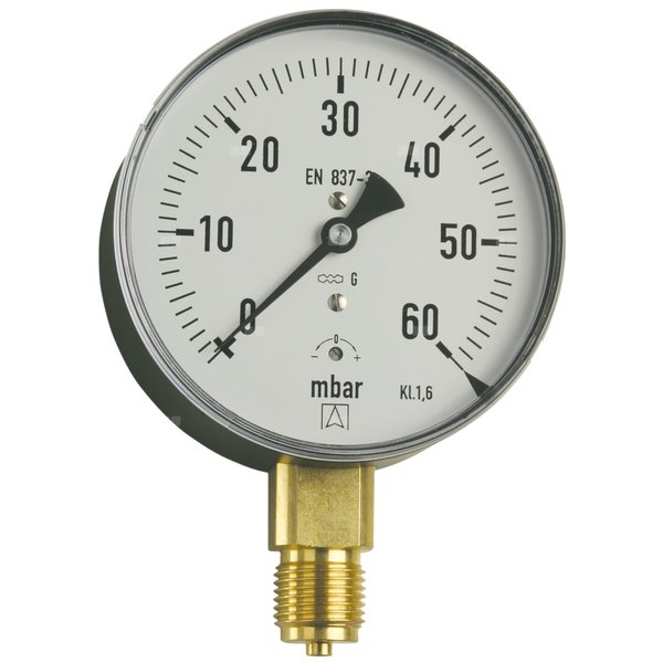 Ciśnieniomierz różnicowy AFRISO KP Dif D411 0/400 mbar mosiądz G1/2B aksjalne fi 100, kl. 1.6%