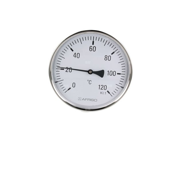 Termometr bimetaliczny AFRISO BiTh I, D211 fi 160 mm 0…120'C tuleja 100 mm połączenie ax