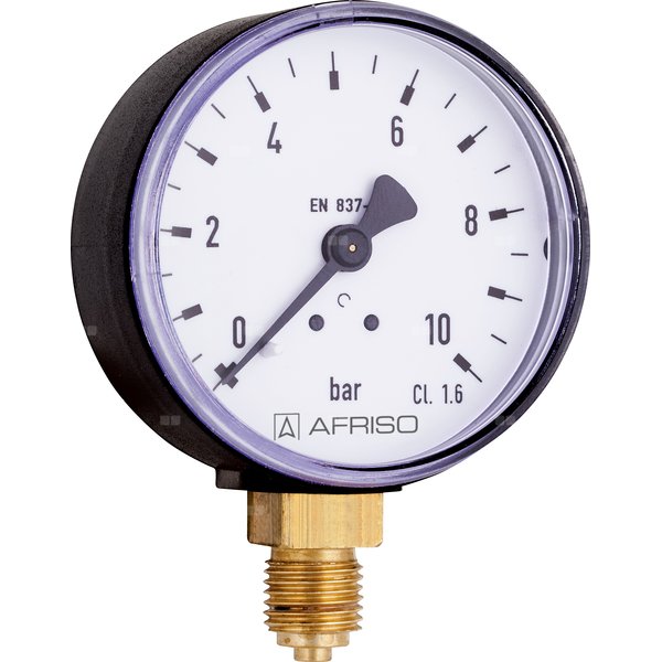 Manometr z rurką Bourdona AFRISO RF standardowy -1/5 bar G1/4B aksjalne fi 100 mm, kl. 1.6%