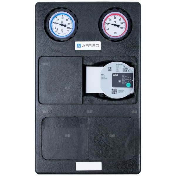 Grupa pompowa AFRISO PrimoTherm K 180-2 DN 25 WP 3-WM GZ x GW 1 1/2'' x 1'', z zaworem mieszającym, z izolacją, z pompą obiegową Wilo Para SC 25/6