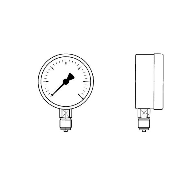 Manometr z rurką Bourdona AFRISO RF standardowy -1/5 bar G1/2B radialne fi 160 mm, kl. 1.6%