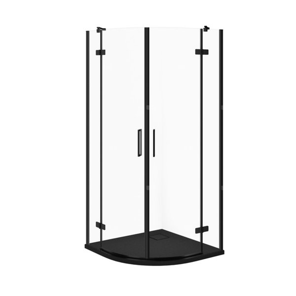 SET C631 KABINA CITY PÓŁOKR CZARNA 90X90X195+TAKO SLIM CZARNY MAT WIR