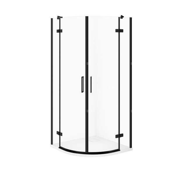 SET C629 KABINA CITY PÓŁOKR CZARNA 90X90X195+TAKO SLIM BIAŁY MAT WIR