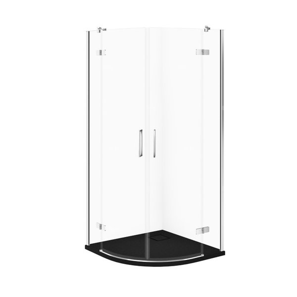 SET C615 KABINA CITY PÓŁOKR CHROM 80X80X195+TAKO SLIM CZARNY MAT WIR