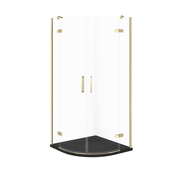 SET C611 KABINA CITY PÓŁOKR ZŁOTA 80X80X195+TAKO SLIM CZARNY MAT WIR