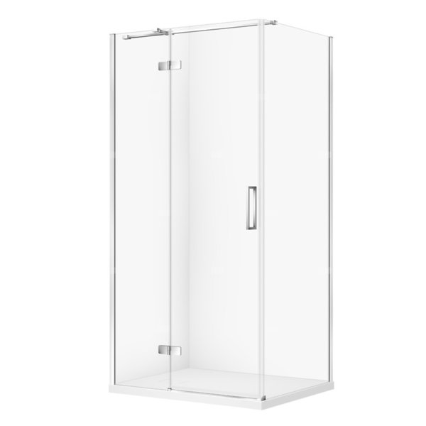 SET C603 KABINA CITY LEWA CHROM 100X80X195+TAKO SLIM BIAŁY MAT WIR