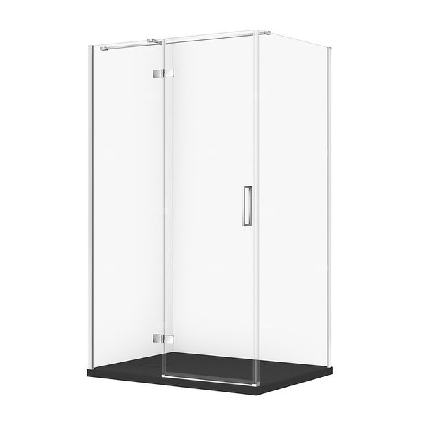 SET C599 KABINA CITY LEWA CHROM 120X90X195+TAKO SLIM CZARNY MAT WIR