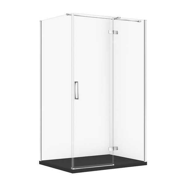 SET C598 KABINA CITY PRAWA CHROM 120X90X195+TAKO SLIM CZARNY MAT WIR