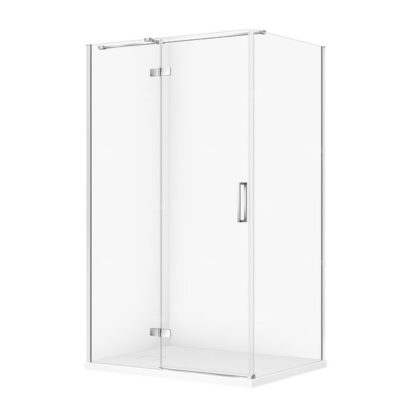 SET C595 KABINA CITY LEWA CHROM 120X90X195+TAKO SLIM BIAŁY MAT WIR