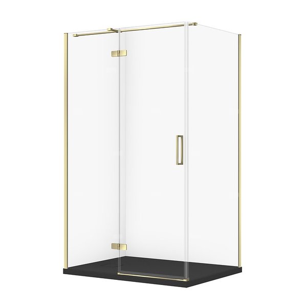 SET C591 KABINA CITY LEWA ZŁOTA 120X90X195+TAKO SLIM CZARNY MAT WIR