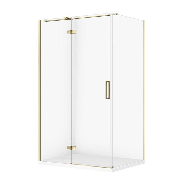 SET C585 KABINA CITY LEWA ZŁOTA 120X90X195+TAKO SLIM BIAŁY WIR