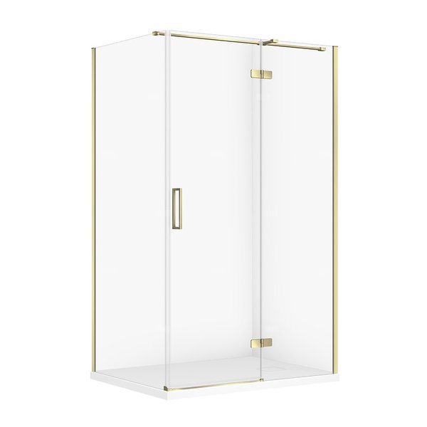 SET C584 KABINA CITY PRAWA ZŁOTA 120X90X195+TAKO SLIM BIAŁY WIR