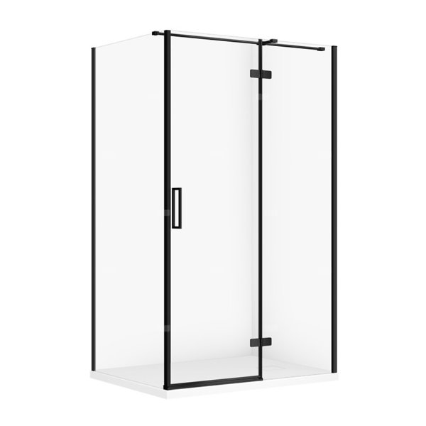 SET C578 KABINA CITY PRAWA CZARNA 120X90X195+TAKO SLIM BIAŁY MAT WIR