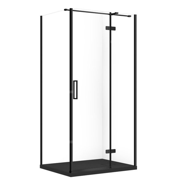 SET C574 KABINA CITY PRAWA CZARNA 100X80X195+TAKO SLIM CZARNY MAT WIR