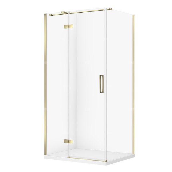 SET C561 KABINA CITY LEWA ZŁOTA 100X80X195+TAKO SLIM BIAŁY WIR