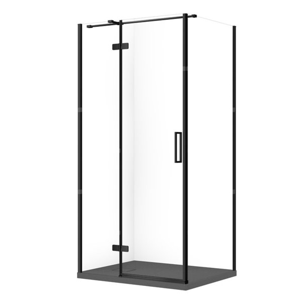 SET C573 KABINA CITY LEWA CZARNA 100X80X195+TAKO SLIM SZARY MAT WIR