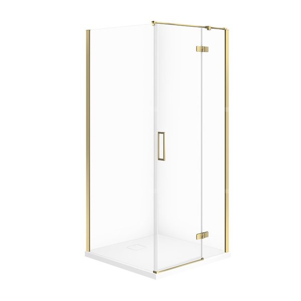 SET C554 KABINA CITY PRAWA ZŁOTA 90X90X195+TAKO SLIM BIAŁY MAT WIR