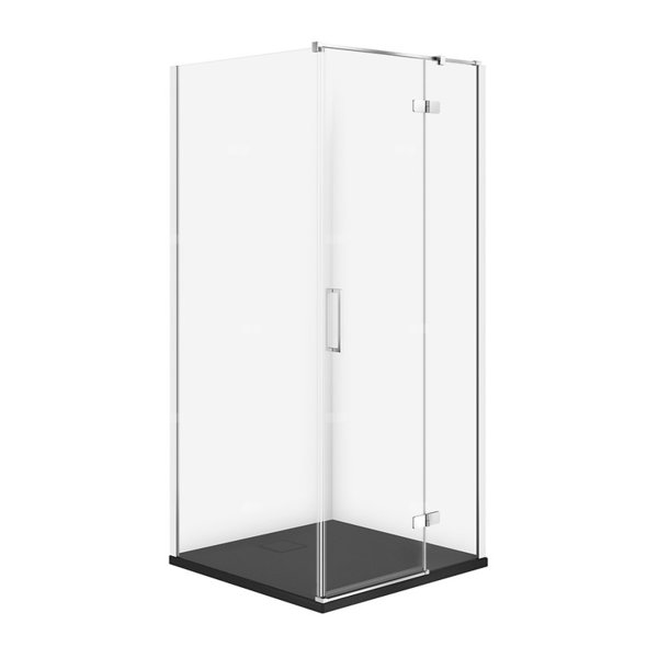 SET C539 KABINA CITY PRAWA CHROM 80X80X195+TAKO SLIM CZARNY MAT WIR