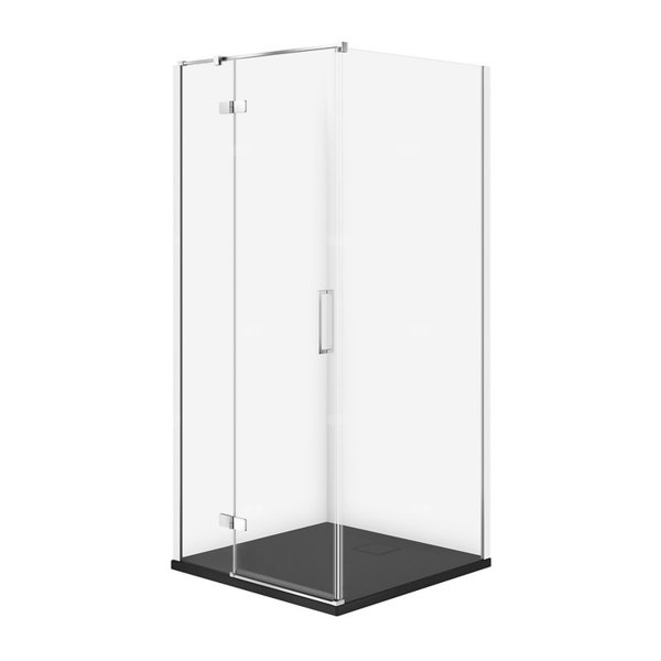 SET C538 KABINA CITY LEWA CHROM 80X80X195+TAKO SLIM CZARNY MAT WIR