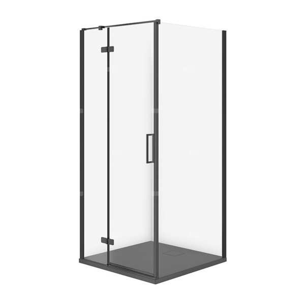 SET C532 KABINA CITY LEWA CZARNA 90X90X195+TAKO SLIM SZARY MAT WIR