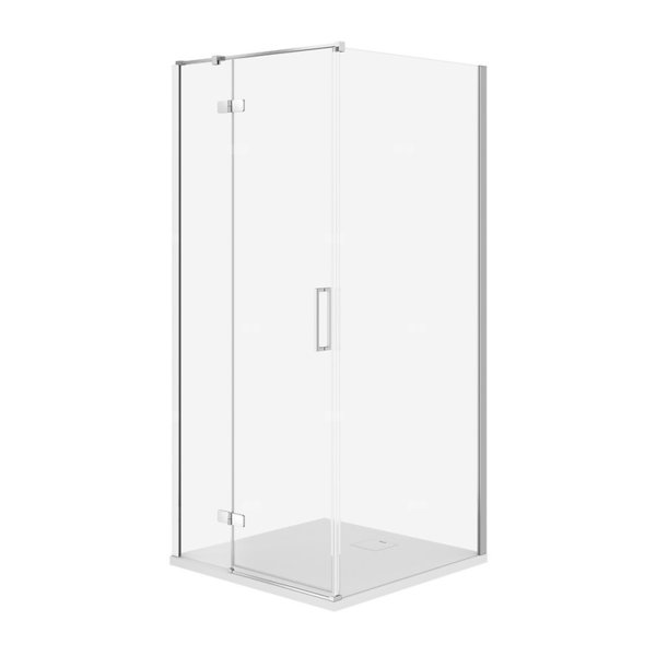 SET C510 KABINA CITY LEWA CHROM 90X90X195+TAKO SLIM BIAŁY MAT WIR