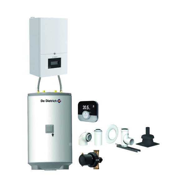 Pakiet - Kocioł gazowy jednofunkcyjny DE DIETRICH MCR4 24 kondensacyjny wiszący 3.3 - 26.1 kW + RegulatorSMART TC + Zestaw powietrzno-spalinowy szachtowyBazowy PP/Alu fi 60/100 na fi 60 + Zasobnik c.w.uAQUAvie125 + Filtr magnetyczny XS90