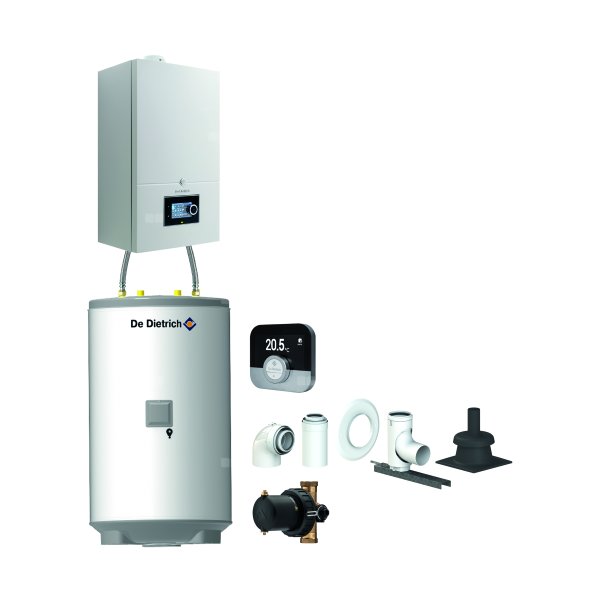 Pakiet - Kocioł gazowy jednofunkcyjny DE DIETRICH Virtuens Smart 32 kondensacyjny wiszący 3.7 - 34.9 kW + RegulatorSMART TC + Zestaw powietrzno-spalinowy szachtowyBazowy PP/Alu fi 60/100 na fi 80 + Zasobnik c.w.uAQUAvie125 + Filtr magnetyczny XS90 A