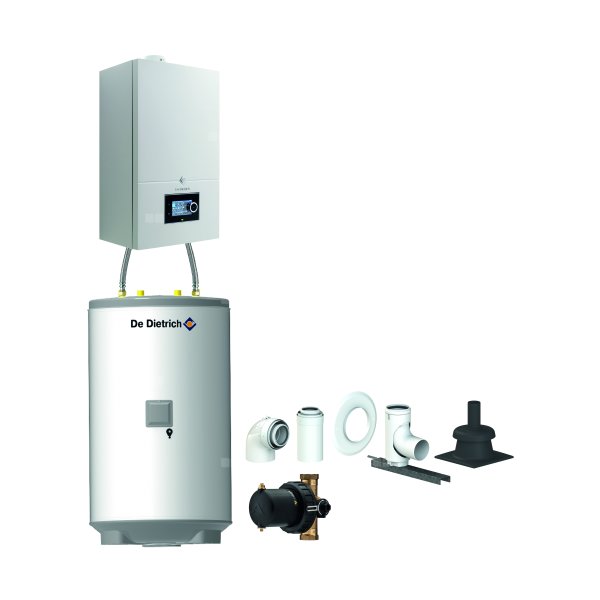 Pakiet - Kocioł gazowy jednofunkcyjny DE DIETRICH Virtuens Smart 15 kondensacyjny wiszący 2.6 - 16.3 kW + Zestaw powietrzno-spalinowy szachtowyBazowy PP/Alu fi 60/100 na fi 80 + Zasobnik c.w.uAQUAvie125 + Filtr magnetyczny XS90 A