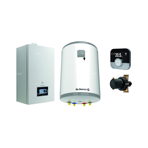 Pakiet - Kocioł gazowy jednofunkcyjny DE DIETRICH Virtuens Smart 15 kondensacyjny wiszący 2.6 - 16.3 kW + RegulatorSMART TC + Zasobnik c.w.uAQUAvie100 + Filtr magnetyczny XS90 A