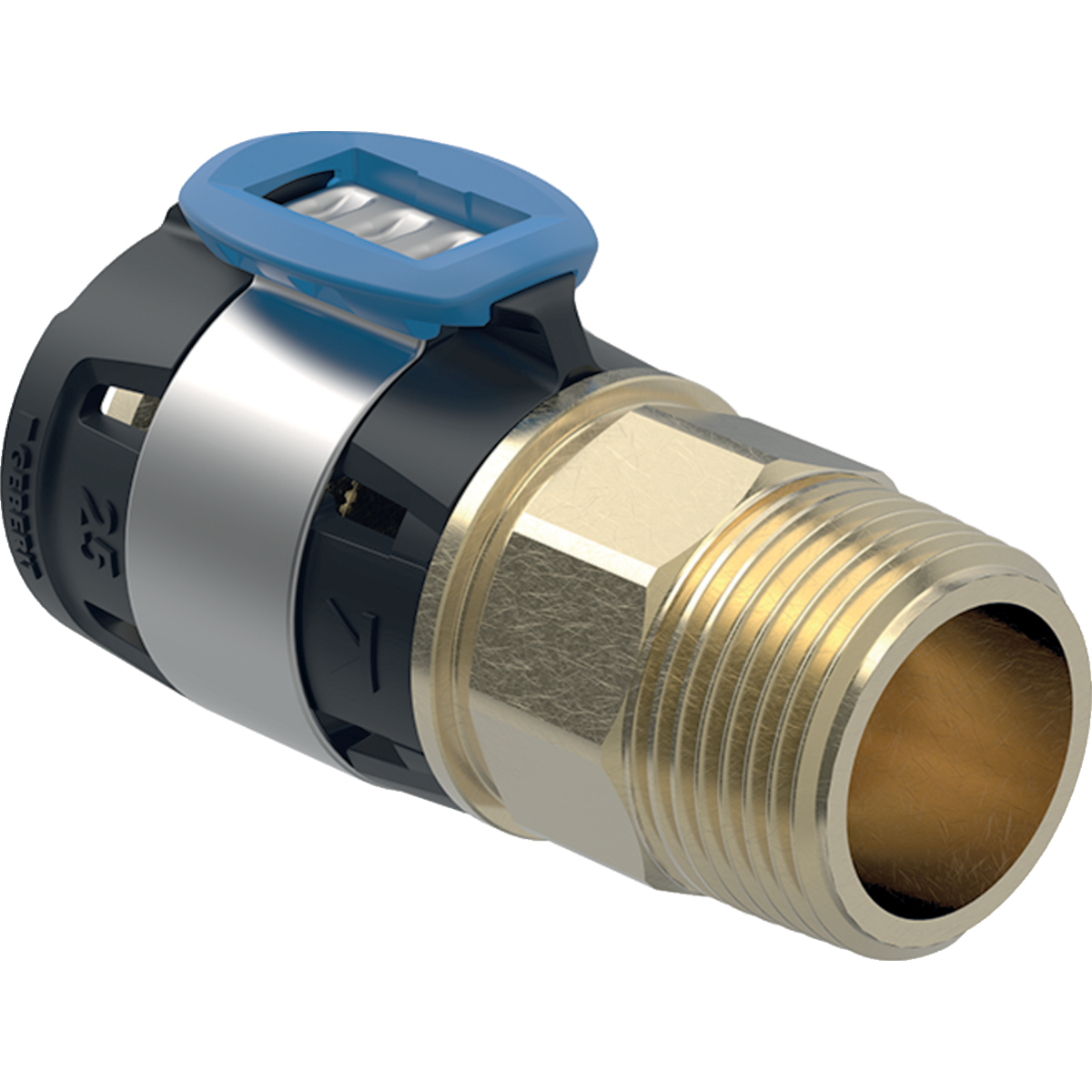 Złączka przejściowa  GEBERIT FlowFit, brąz krzemowy bezołowiowy, 1/2'' x 16 mm (GZ x łącznik zaprasowywany)