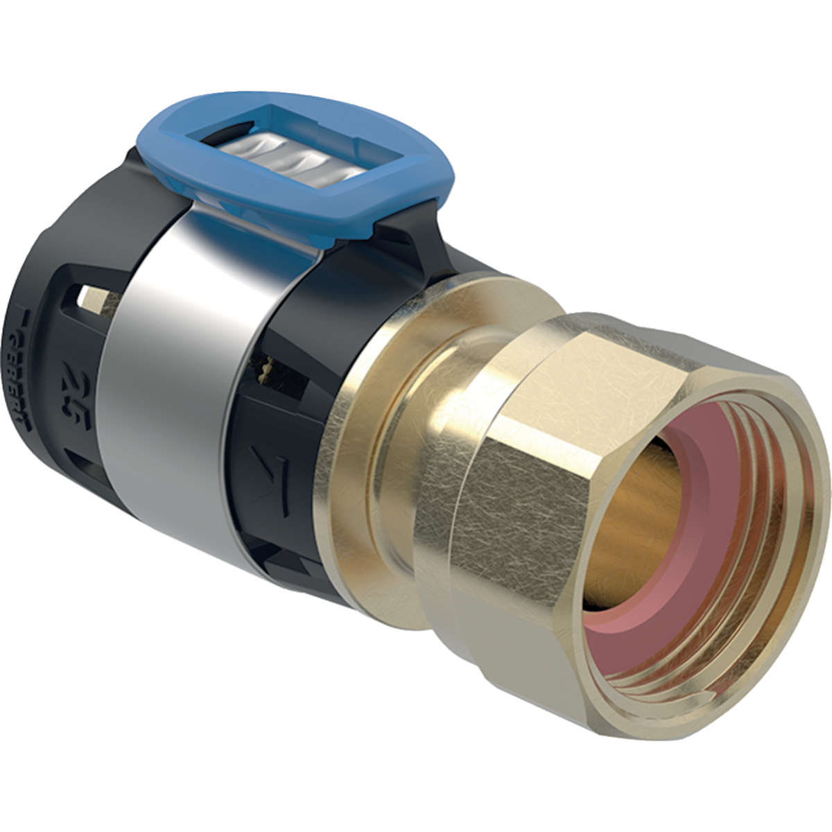 Złączka przejściowa  GEBERIT FlowFit, brąz krzemowy bezołowiowy, 1/2'' x 20 mm (nakrętka x łącznik zaprasowywany)