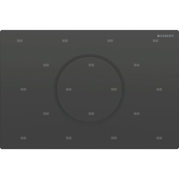 Przycisk uruchamiający Geberit Sigma10 do systemu spłukiwania WC z elektronicznym uruchamianiem spłukiwania, okrągły, z zabezpieczeniem: Płyta: czarny, Pierścień ozdobny: czarny mat