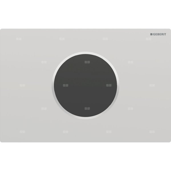 Przycisk uruchamiający Geberit Sigma10 do systemu spłukiwania WC z elektronicznym uruchamianiem spłukiwania, okrągły: Płyta: chrom matowy, z powłoką easy-to-clean, Pierścień ozdobny: chrom błyszczący