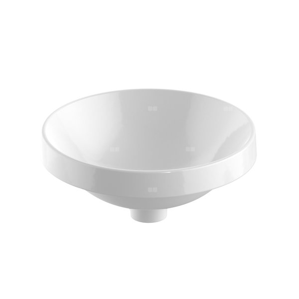 Umywalka GEBERIT Variform okrągła, biała, 400mm, bez otworu na baterię, wpuszczana w blat, bez odpływu przelewowego, bez półki