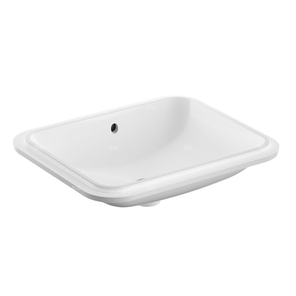 Umywalka GEBERIT Variform prostokątna, biała, 580mm, bez otworu na baterię, z odpływem przelewowym, bez półki