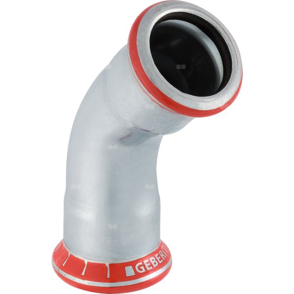 Kolano 45' GEBERIT Mapress C-Stahl, stal (ocynk galwaniczny/elektrolityczny) (ocynk), 42 mm, DN 40 x 42 mm x DN 40 (mufa zaprasowywana x mufa zaprasowywana), (głębokość: 21 mm) z uszczelką