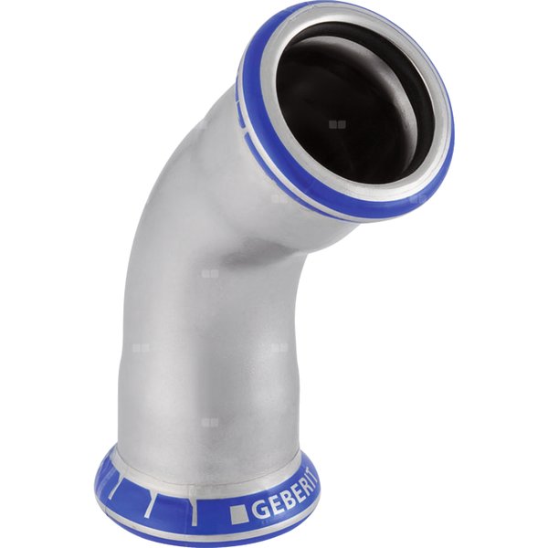 Kolano 45' GEBERIT Mapress Edelstahl, stal nierdzewna, 42 mm, DN 40 x 42 mm x DN 40 (mufa zaprasowywana x mufa zaprasowywana), (głębokość: 21 mm) z uszczelką