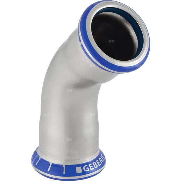 Kolano 45' GEBERIT Mapress Edelstahl FKM, stal nierdzewna, 88.9 mm, DN 80 x 88.9 mm x DN 80 (mufa zaprasowywana x mufa zaprasowywana), (głębokość: 57 mm) z uszczelką