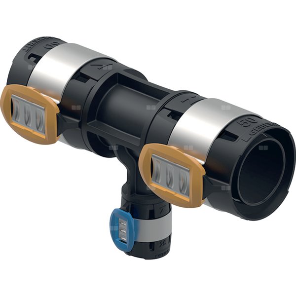 Trójnik redukcyjny Geberit FlowFit: Materiał=PPSU, d=50mm, d1=25mm, d2=50mm