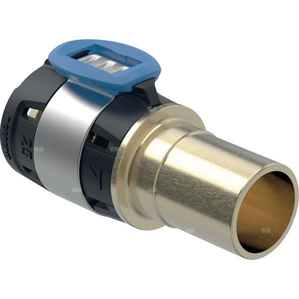 Złączka przejściowa  GEBERIT FlowFit / Mapress, brąz bezołowiowy, 20 mm x 15 mm (łącznik zaprasowywany x końcówka wsuwana)