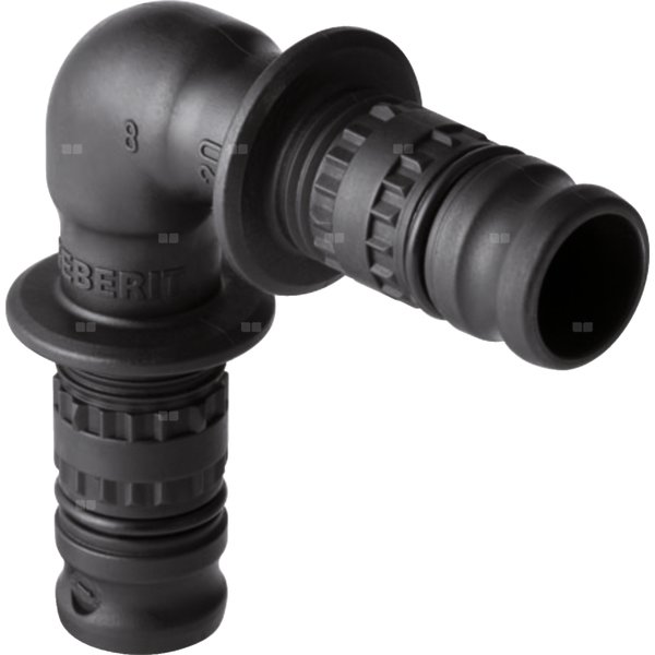 Kolano 90' GEBERIT Mepla, PVDF / PVDF, 16 mm, DN 12 x 16 mm x DN 12 (końcówka wciskowa x końcówka wciskowa), (głębokość: 18 mm) z uszczelką