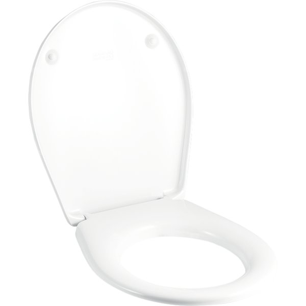 Deska sedesowa Geberit Renova Compact, owalna, mocowanie od góry, odstęp między mocowaniami 15.5 cm: Wolne opadanie=Nie, Biały / Błyszczący