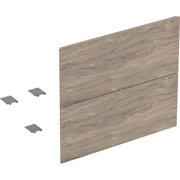 Zestaw frontów szuflad (2 szt.) do dolnej szafki pod umywalkę z dwoma szufladami GEBERIT ONE, kol. orzech włoski hickory melamina, struktura drewna szer.600 mm