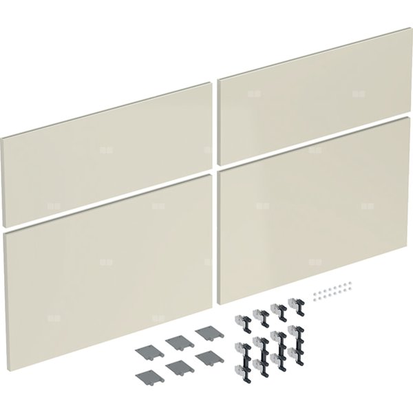 Zestaw frontów szuflad do szafki pod umywalkę podwójną GEBERIT iCon, kol. sand wysoki połysk szer.1200 mm