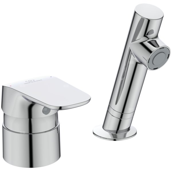 Bateria umywalkowa 106x106x144 mm, wylewka 71 mm 9 l/min (3 bary), bez korka spustowego - CERAFLEX