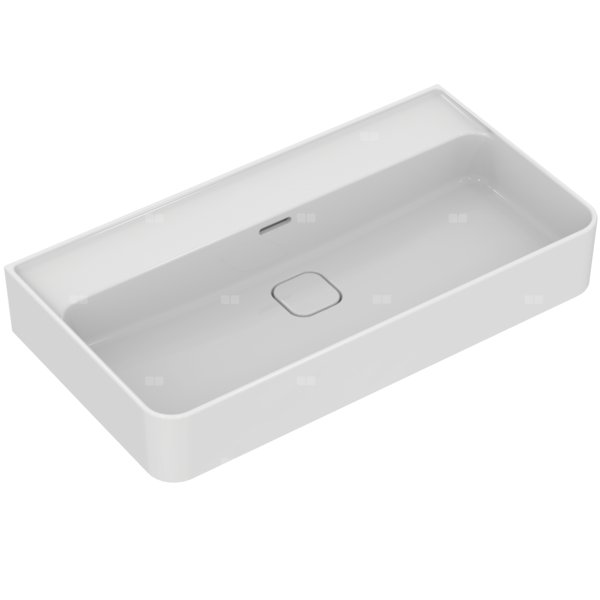 Umywalka IDEAL STANDARD STRADA II prostokątna (zaokrąglone krawędzie), biała, 800mm, bez otworu na baterię, nakładany od góry, bez odpływu przelewowego