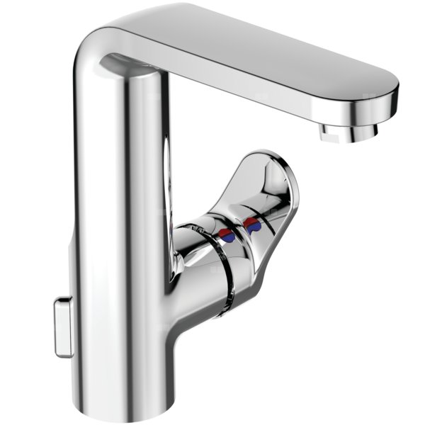 Bateria umywalkowa 100x185x205 mm, wylewka 140 mm 5 l/min (3 bary), z korkiem spustowym - VIDIMA NEXT/SEVA NEXT