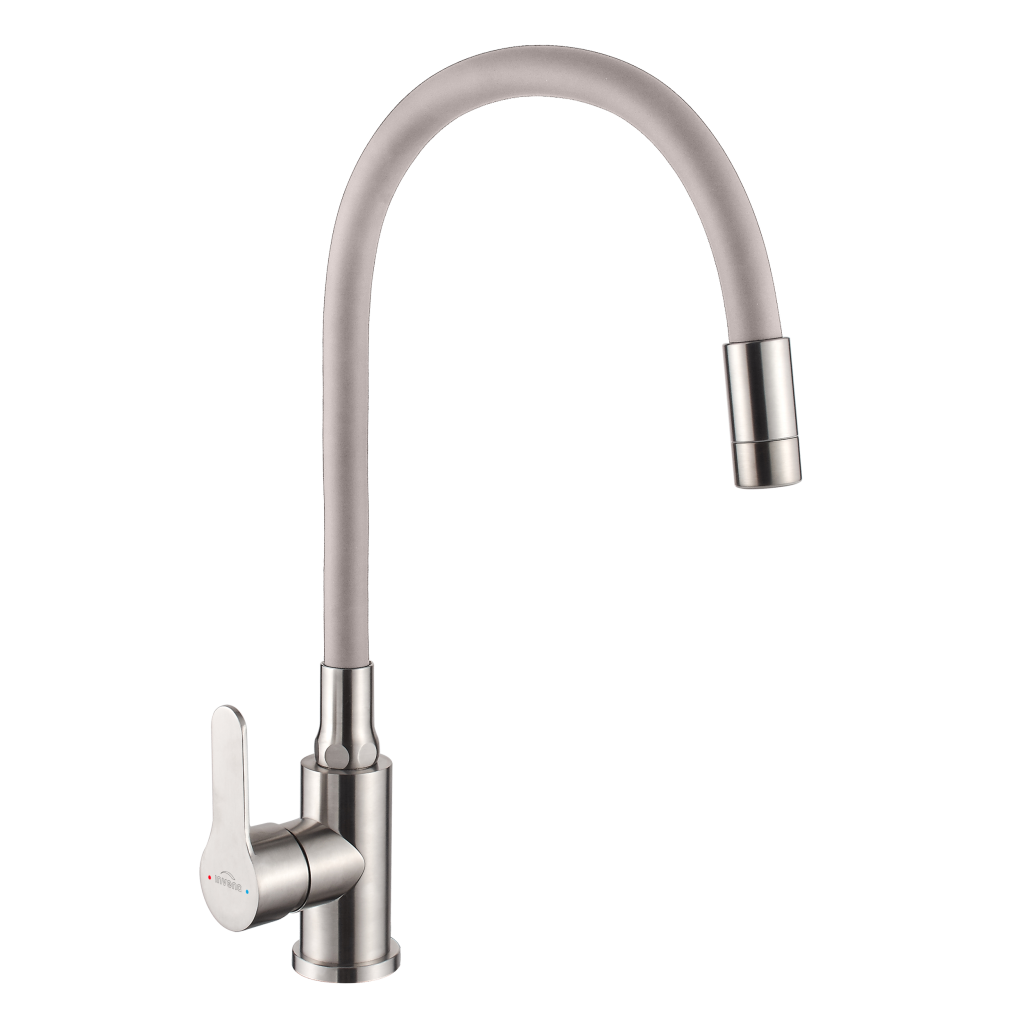 Bateria zlewozmywakowa z 2-funkcyjną, elastyczną wylewką Weria Inox, inox / beżowy