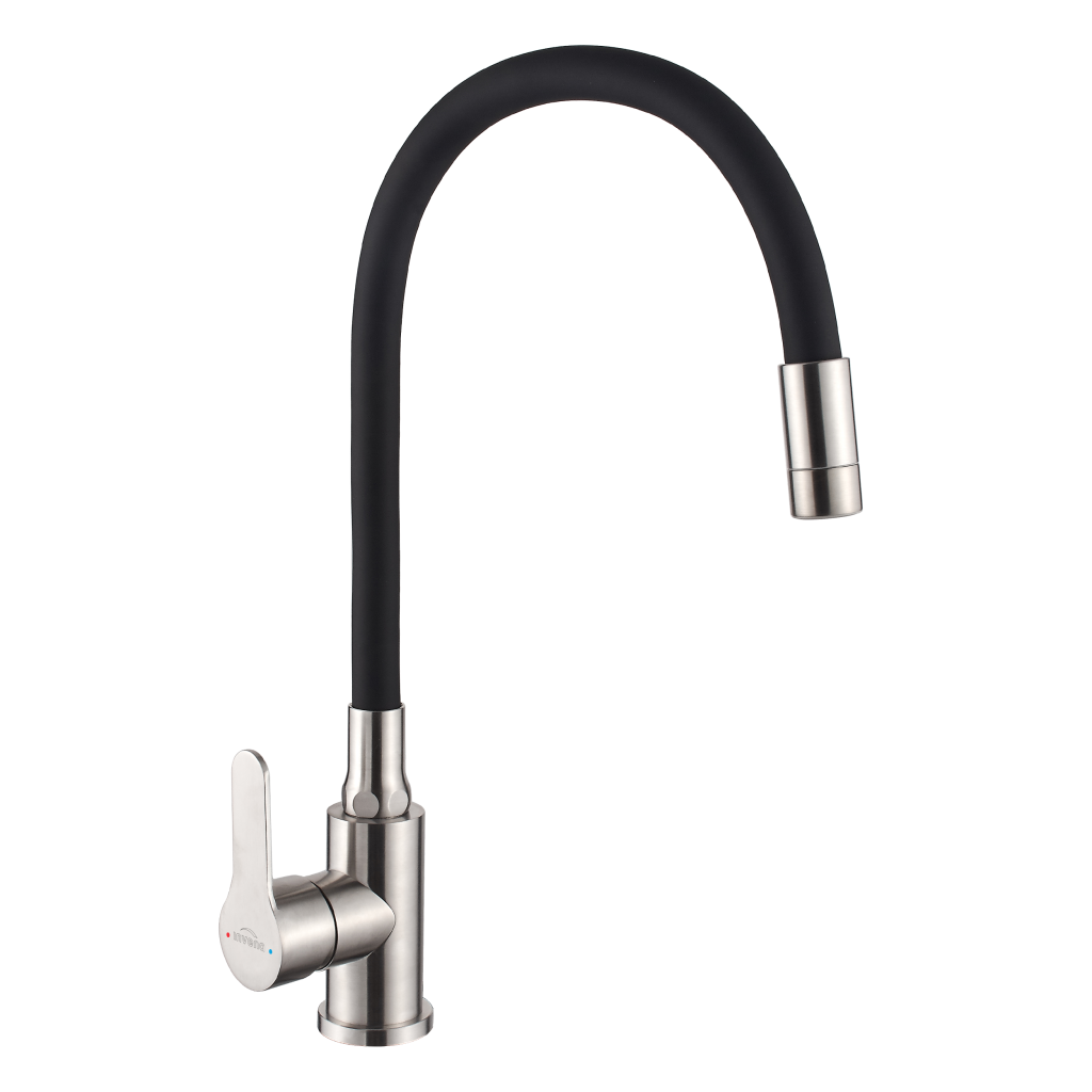 Bateria zlewozmywakowa z 2-funkcyjną, elastyczną wylewką Weria Inox, inox / czarny